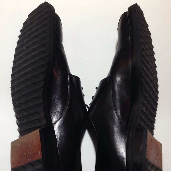Paolo De Marco Black Leather Men\'s Shoes Size 9.5M